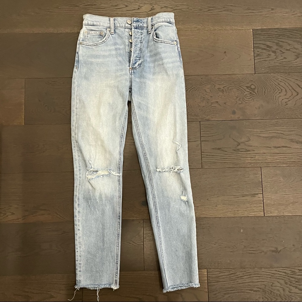 Denim Forum Light Blue Distressed Women Jeans